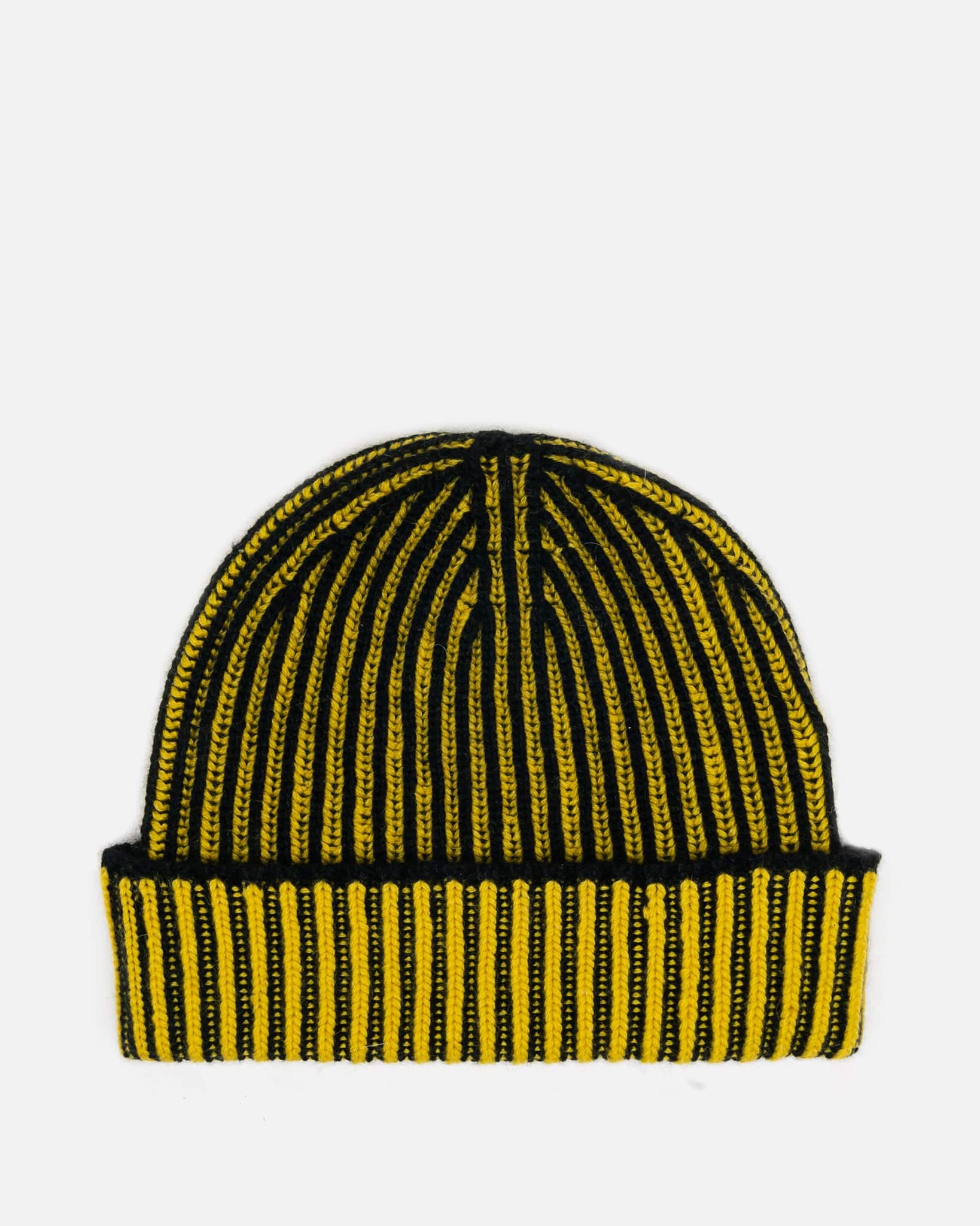 3MAN Men's Hats Cashmere Beanie in Black/Yellow