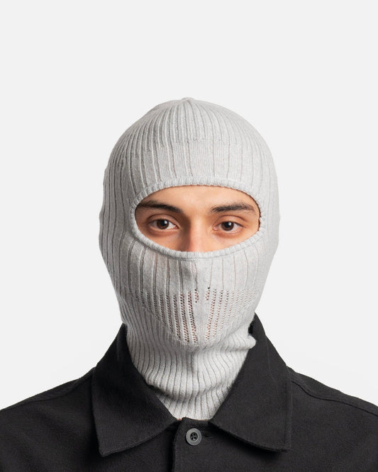 Boris Bidjan Saberi Men's Hats Cashmere Knit Balaclava in Light Grey