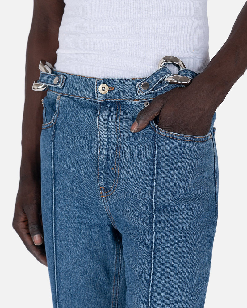 JW Anderson Men's Jeans Chain Link Slim Fit Jeans in Light Blue