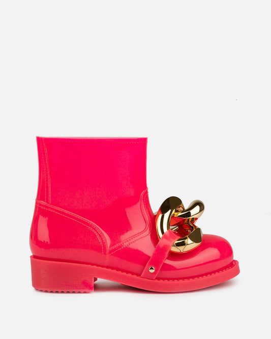 JW Anderson Women Boots Chain Rubber Boot in Fluorescent Pink