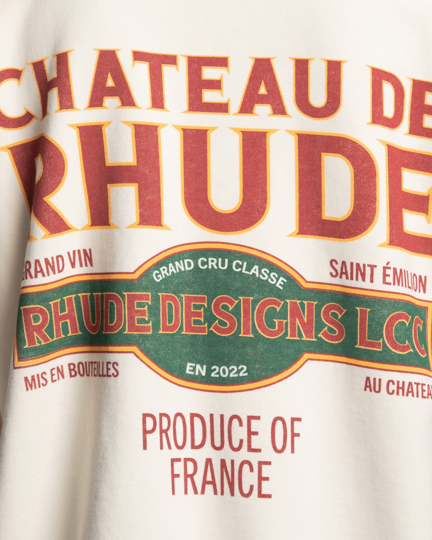 Rhude Men's Sweatshirts Chateu De Rhude hoodie in Vintage White