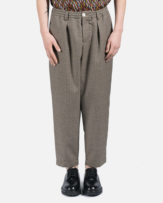 Marni Men's Pants Check Print Cropped Trousers in Brown