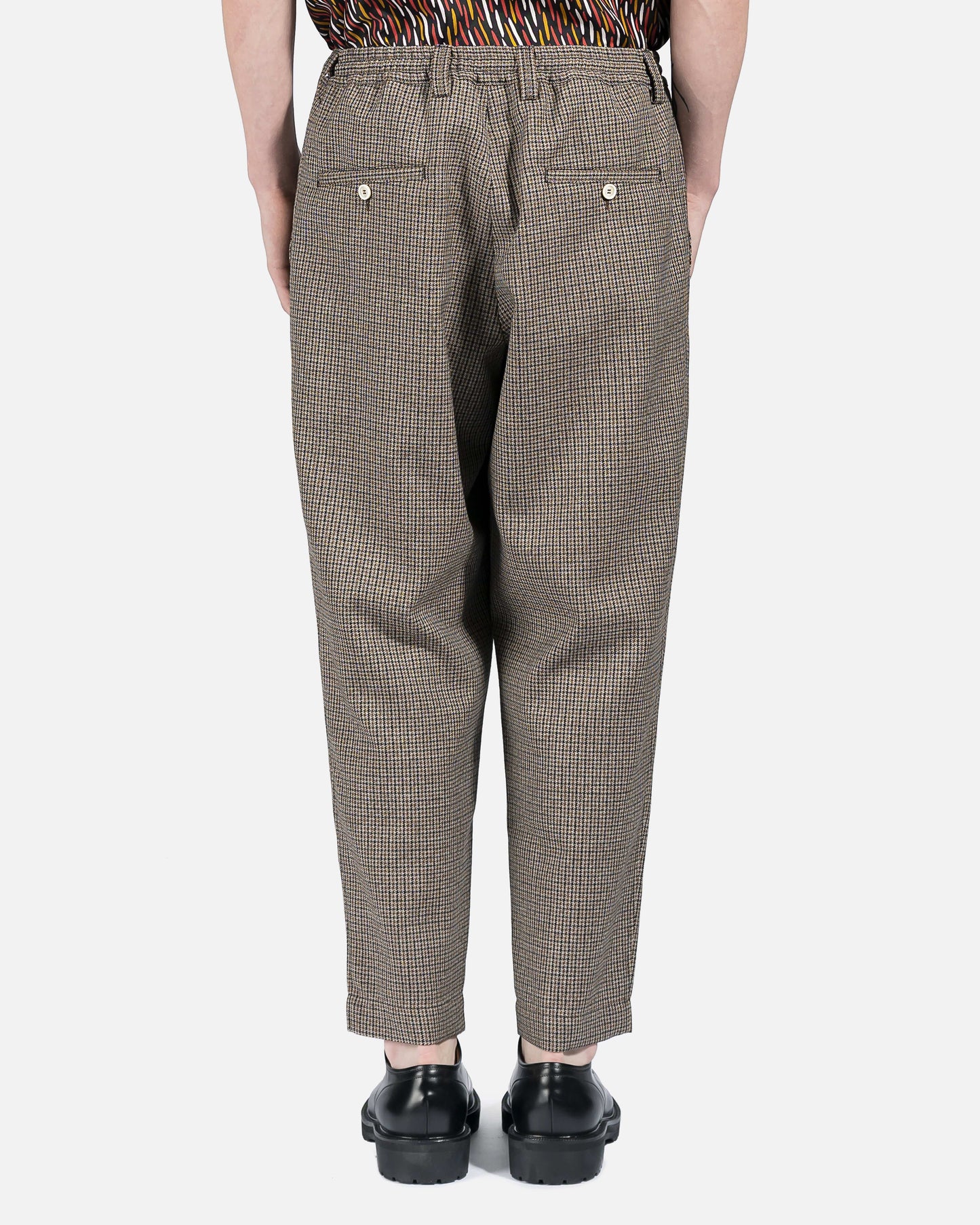 Marni Men's Pants Check Print Cropped Trousers in Brown