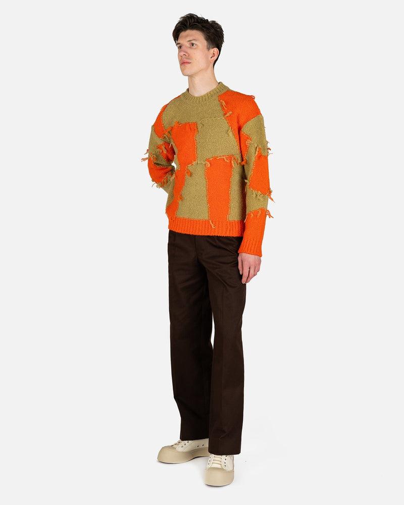Andersson Bell mens sweater Checkerboard Intarsia Sweater in Beige/Orange