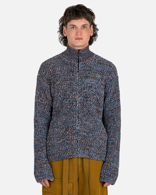 Marni Men's Sweatshirts Chenille Mix Color Cardigan in Jade