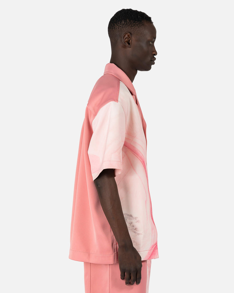 Feng Chen Wang Men's Shirts Chinese Landscape Print Shirt in Pink