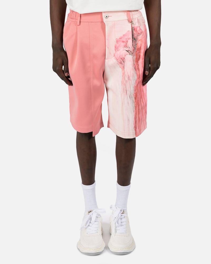 Feng Chen Wang Men's Shorts Chinese Landscape Print Shorts in Pink