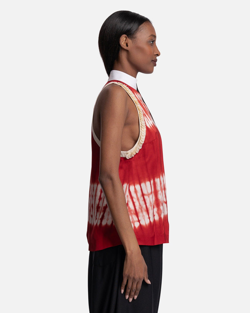 Wales Bonner Women Tops Chris Top in Red/Ivory