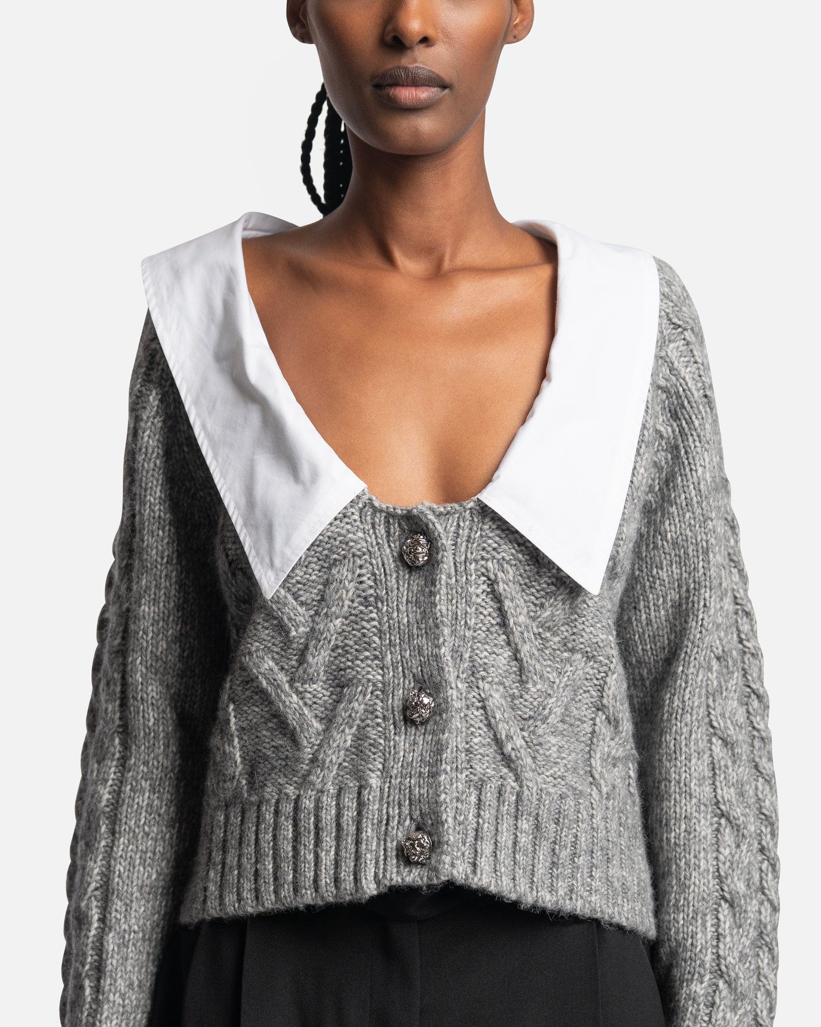 Ganni Women Sweaters Chunky Cable Cardigan in High Rise