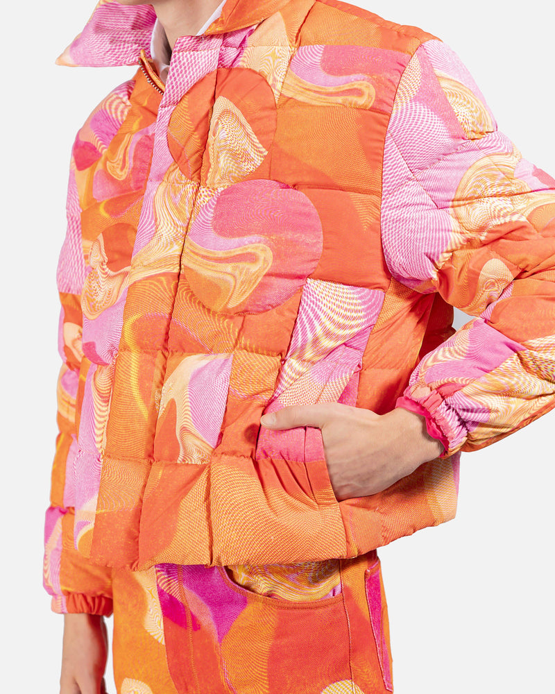 ERL Men's Jackets Circle Puffer Jacket in Pink/Orange