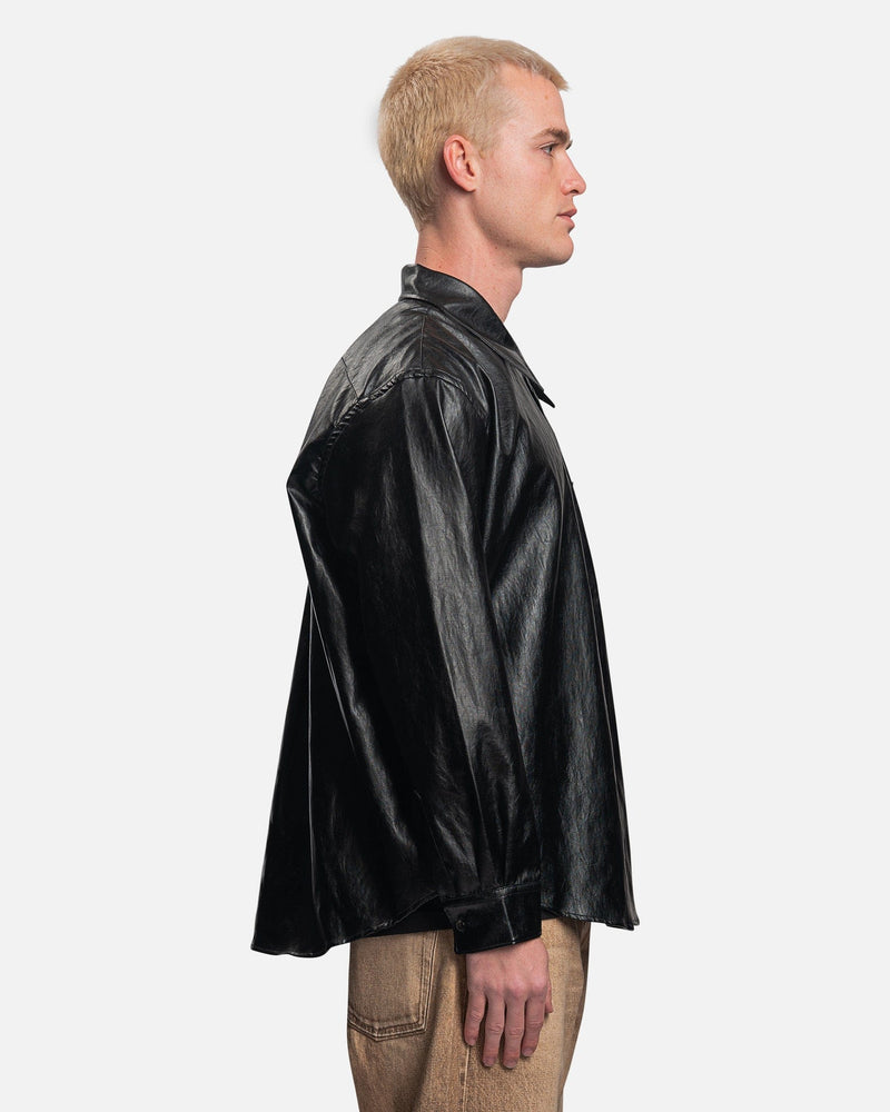 Our Legacy Men's Shirts Coco 70's Shirt in Cageian Black Fake Leather