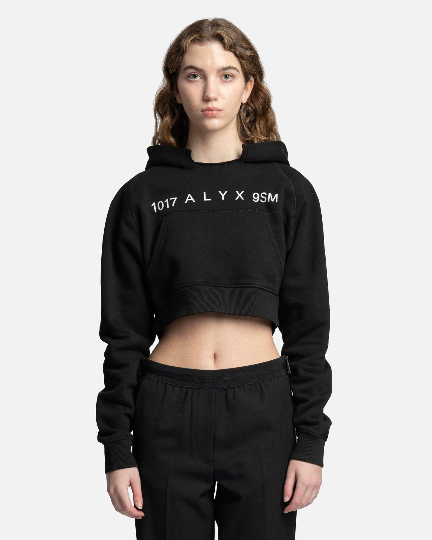 1017 ALYX 9SM Women Sweaters Collection Logo Cropped Hoodie in Black