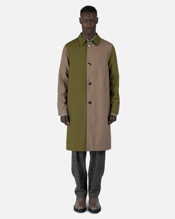 Marni Men's Coat Color-Block Coat in Dusty Olive
