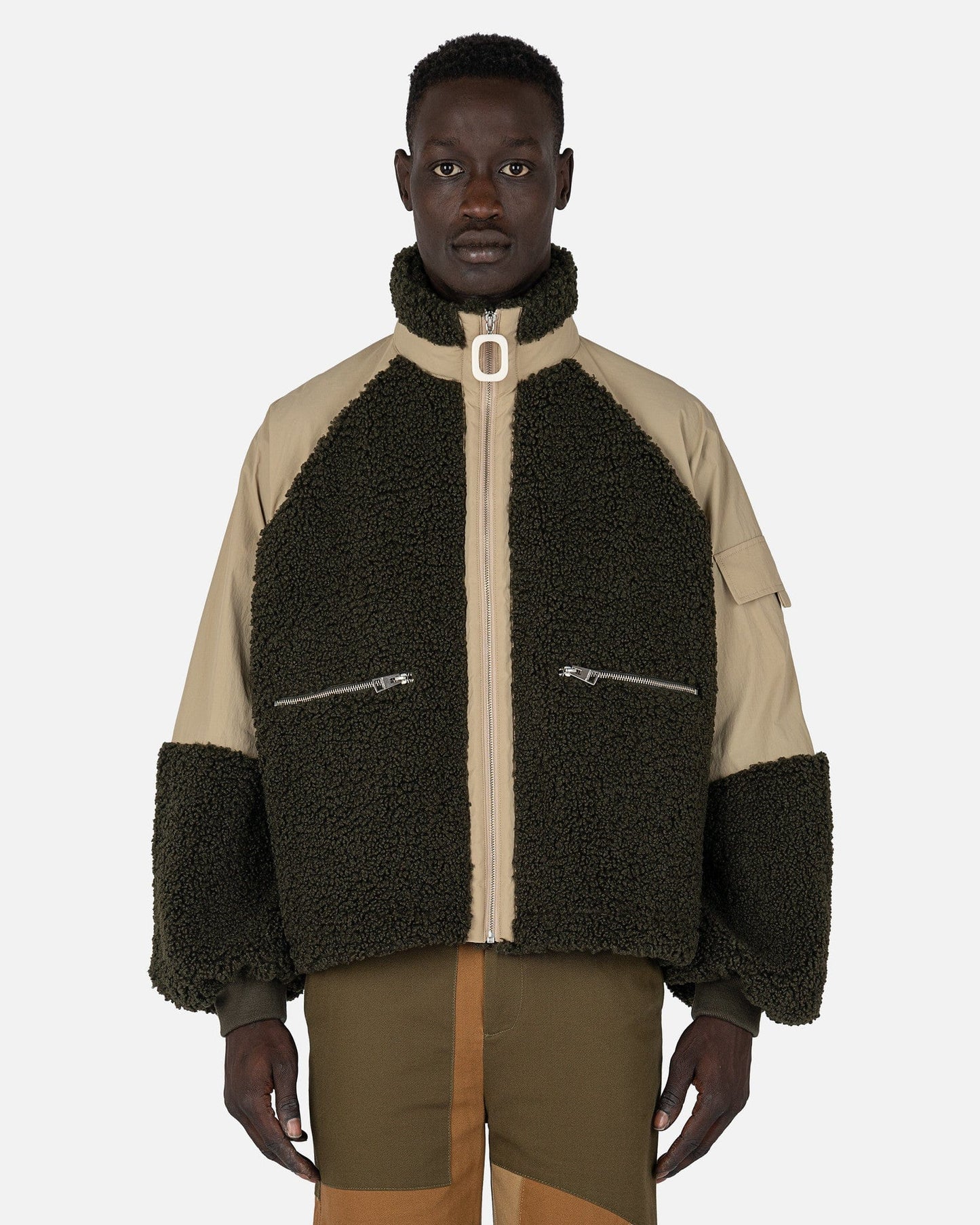 JW Anderson Men's Jackets Color Block Track Top in Forest Green