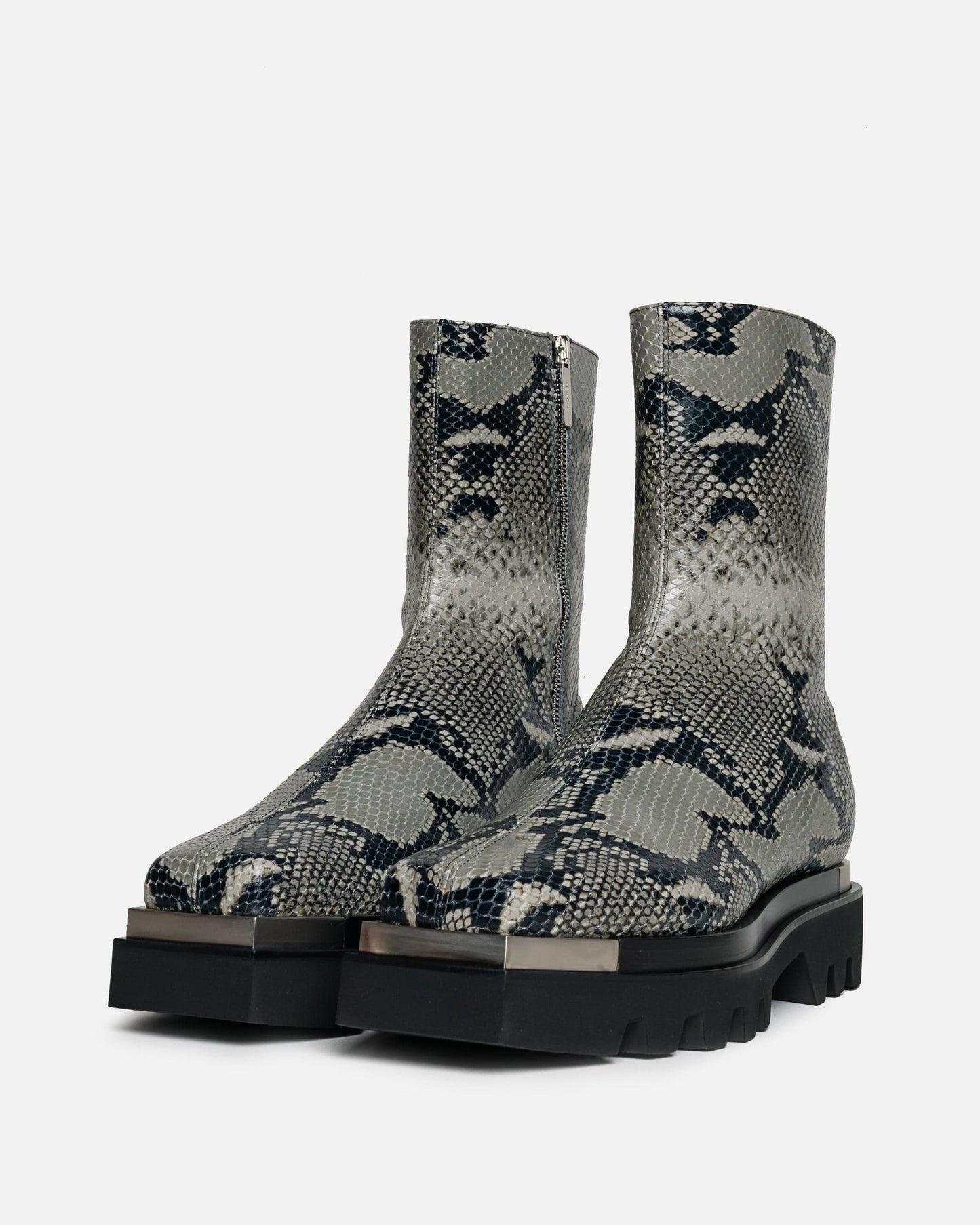 Peter Do Men's Boots Combat Boot in Cool Grey Python