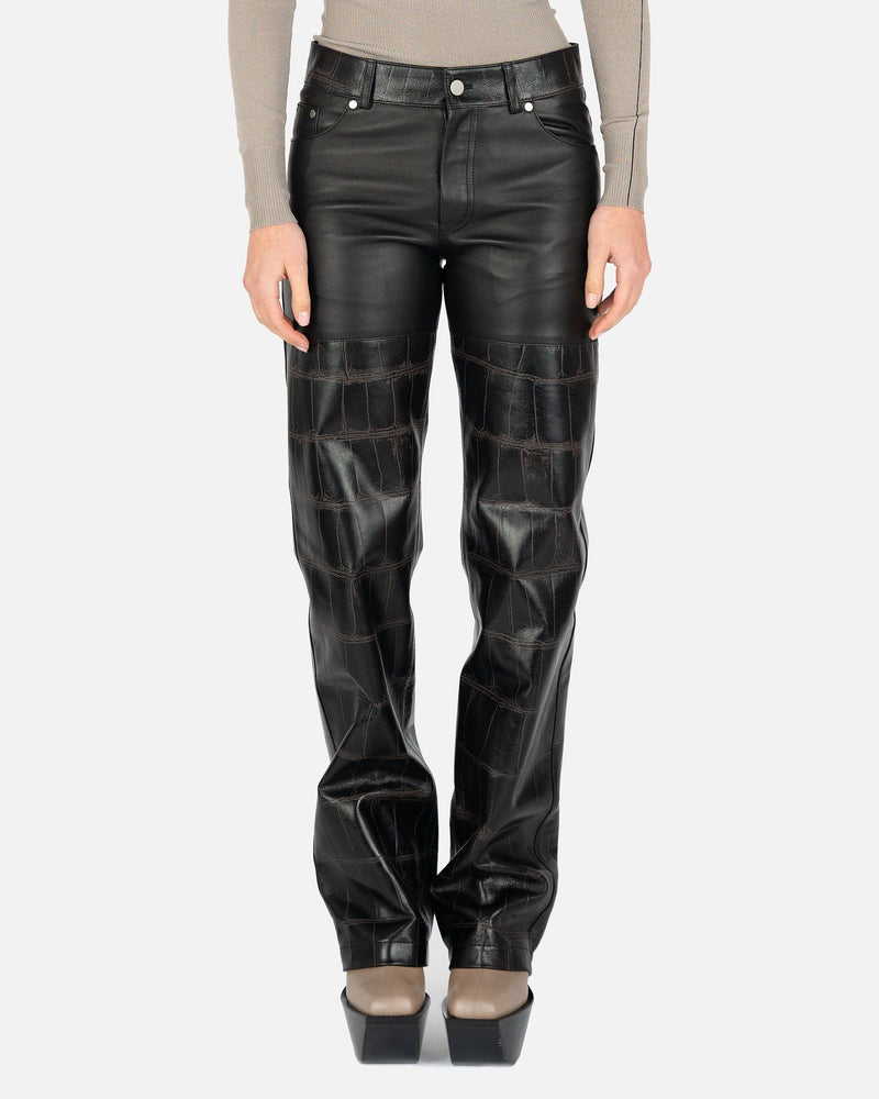 Peter Do Women Pants Combo Leather Pant in Black/Brown