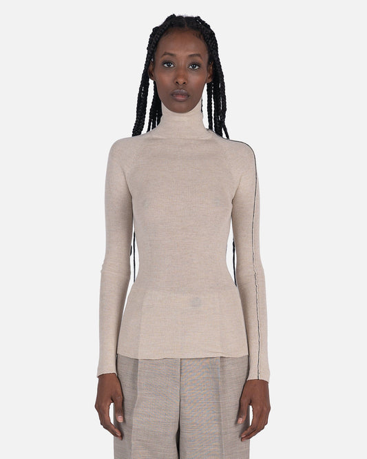 Peter Do Women Tops Combo Sleeve Turtle Neck Sweater in Canvas/Ash