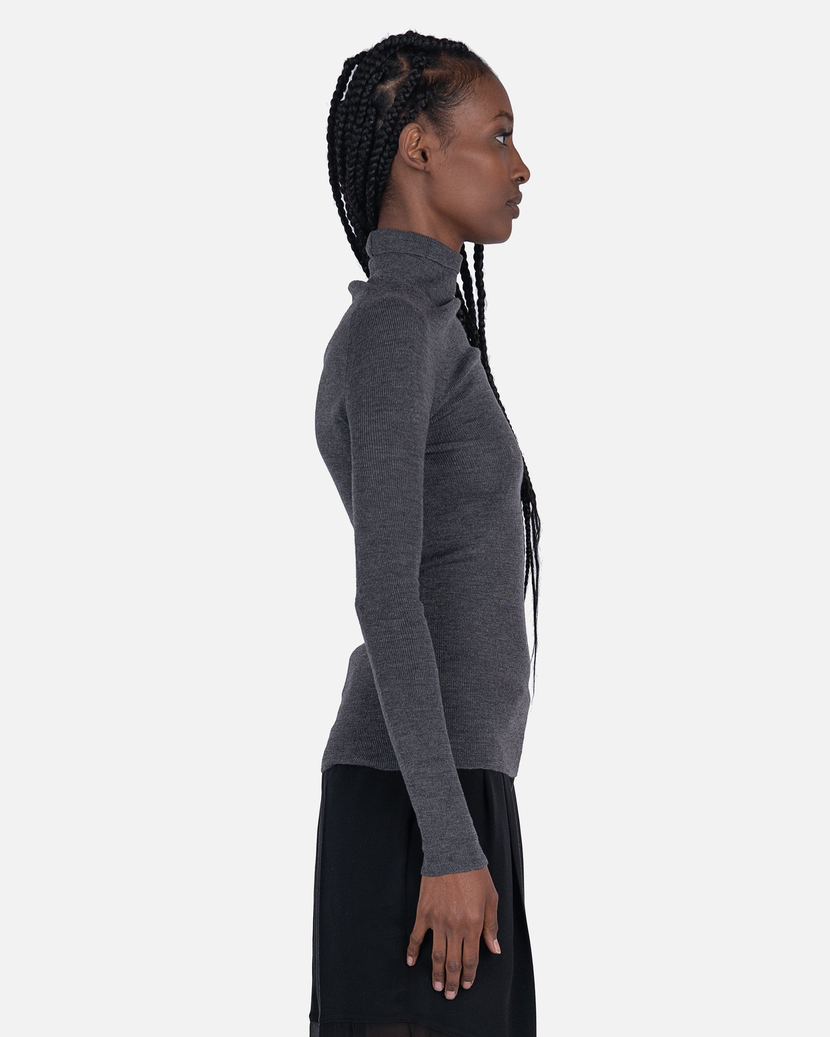 Peter Do Women Tops Combo Sleeve Turtle Neck Sweater in Cool Grey/Light Grey