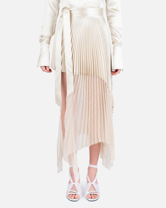 Peter Do Women Skirts Combo Sliced Pleated Wrap Skirt in Champagne/Nude