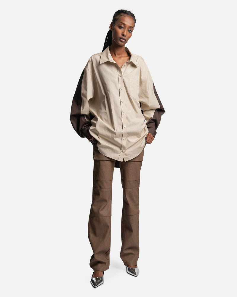 Peter Do Women Tops Combo Twisted Oversized Shirt in Muslin/Brown