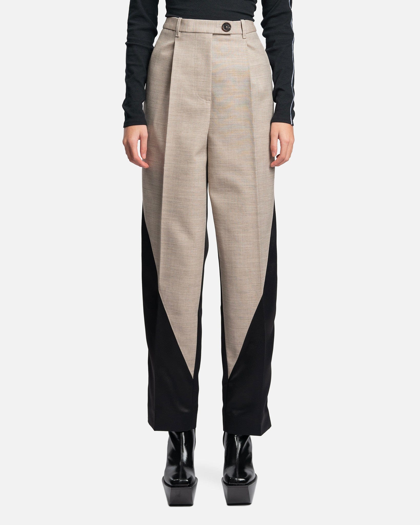 Peter Do Women Pants Combo Twisted Seam Pant in Parchment/Black