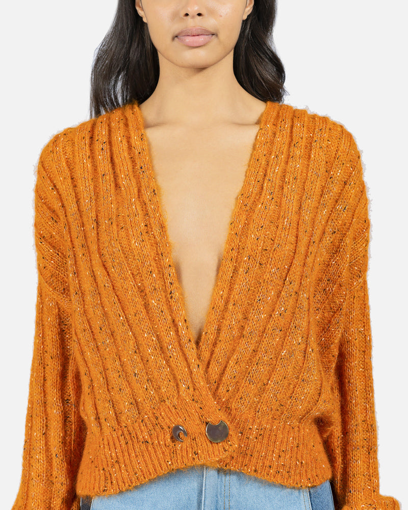 Andersson Bell Women Tops Connelly Deep V-Neck Cardigan in Orange