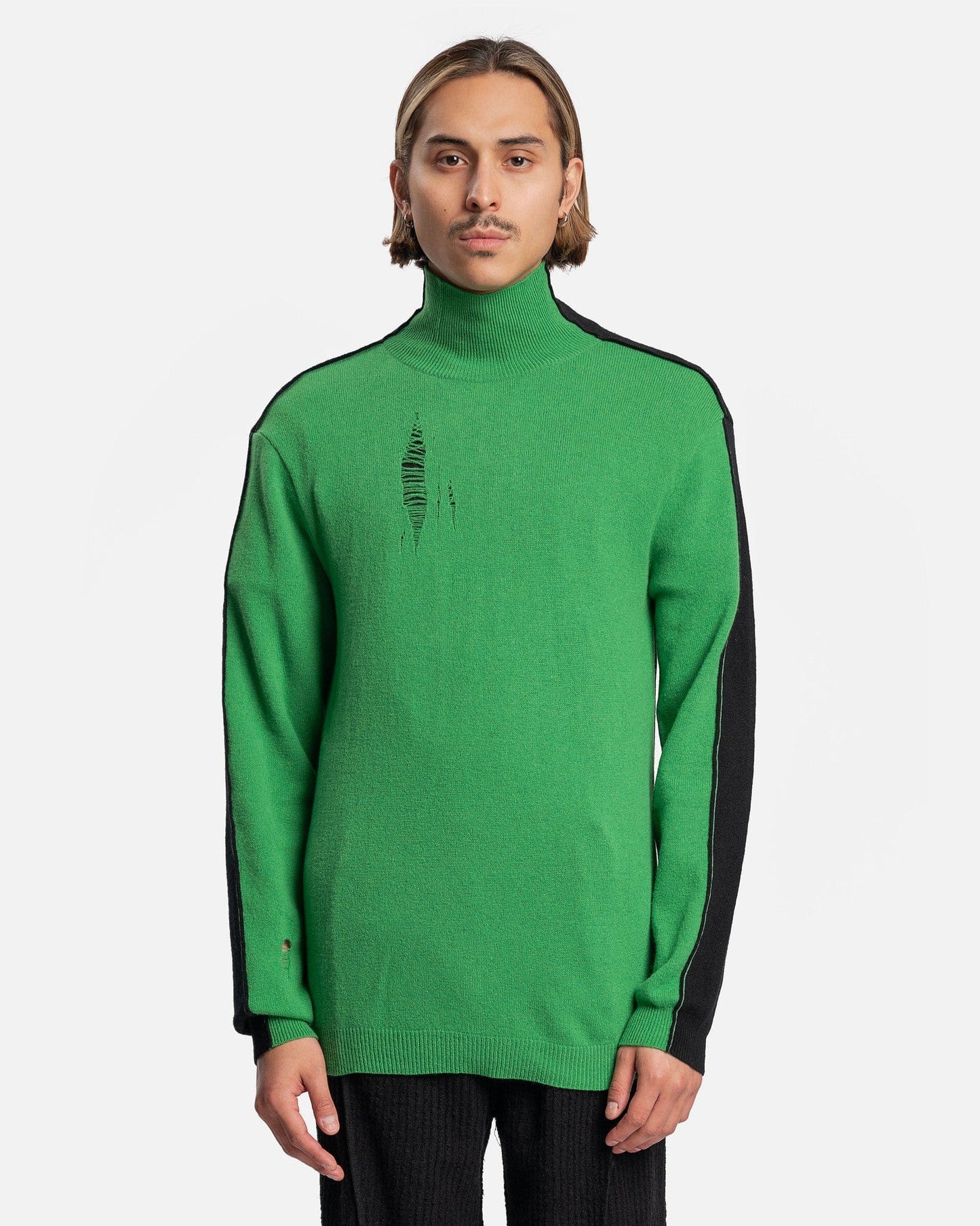 Andersson Bell Men's Sweater Contrast Turtleneck Sweater in Green/Black