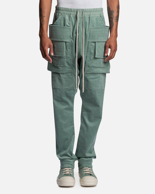 Rick Owens DRKSHDW Men's Pants Corduroy Creatch Cargo Drawstring in Aqua