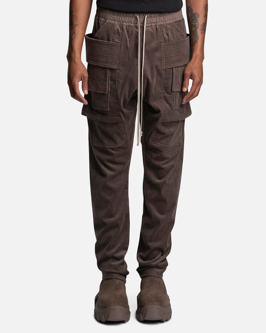 Rick Owens DRKSHDW Men's Pants Corduroy Creatch Cargo Drawstring in Dust