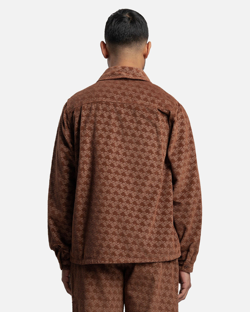 ERL Men's Shirts Corduroy Embossed Shirt in Brown