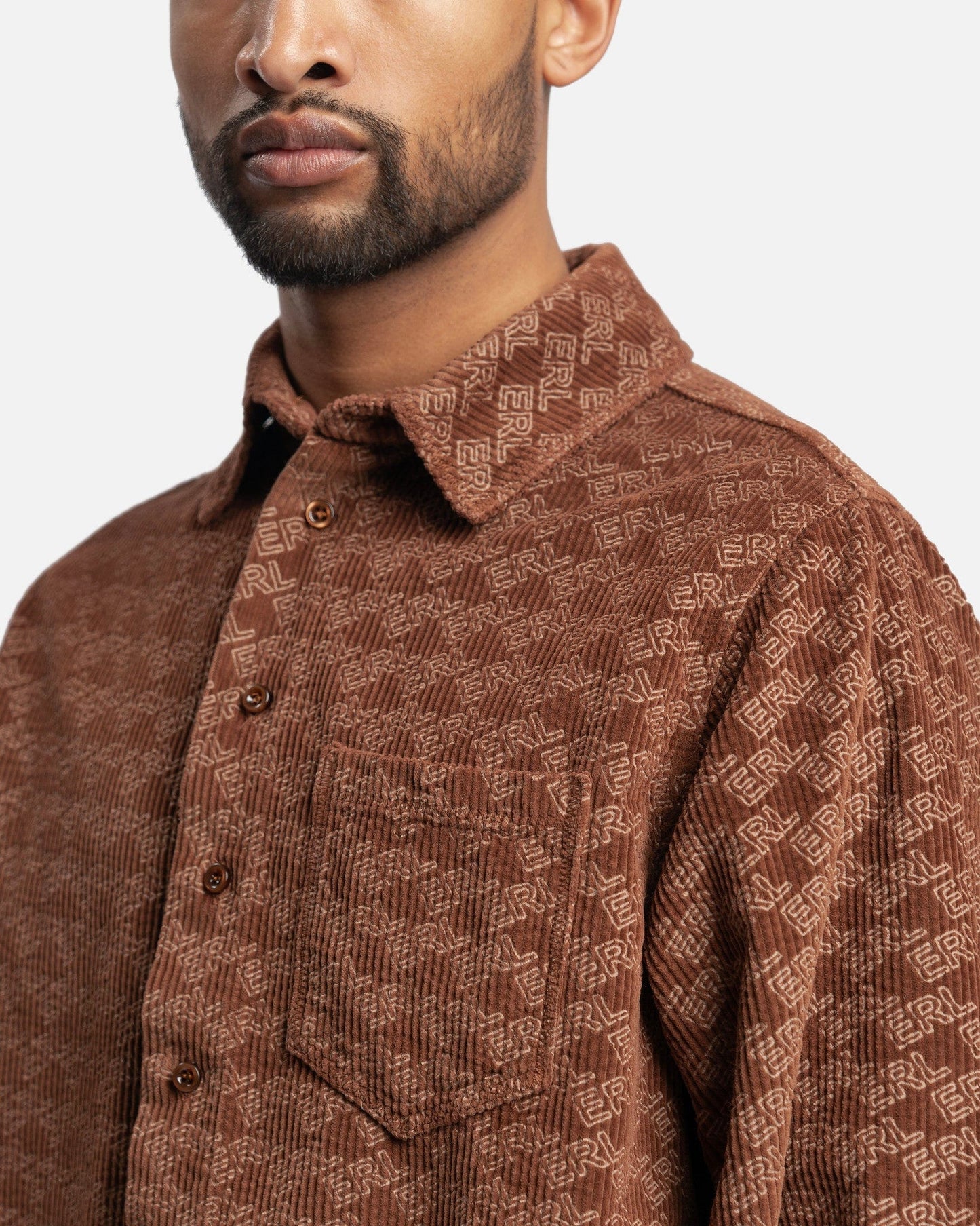 ERL Men's Shirts Corduroy Embossed Shirt in Brown