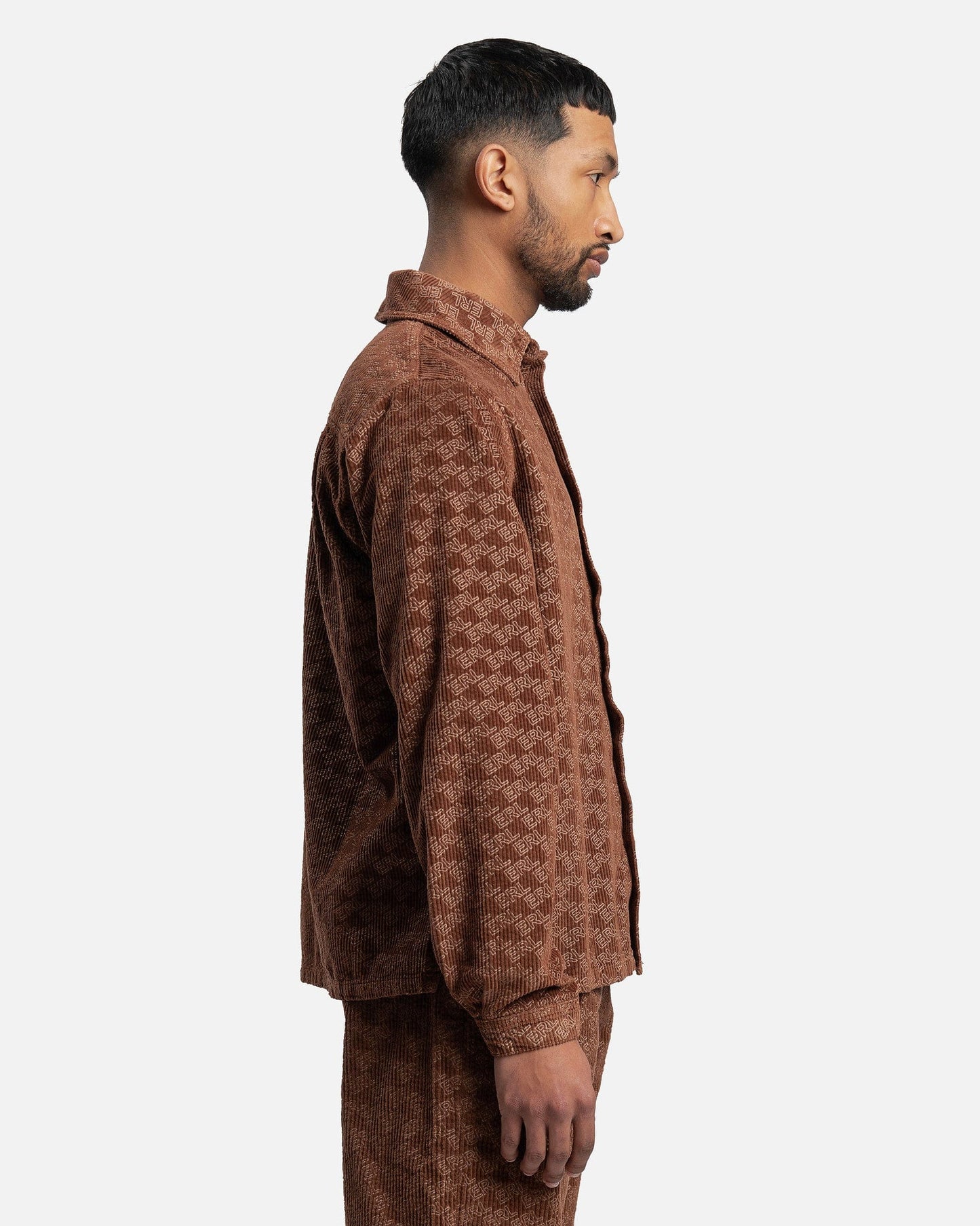 ERL Men's Shirts Corduroy Embossed Shirt in Brown