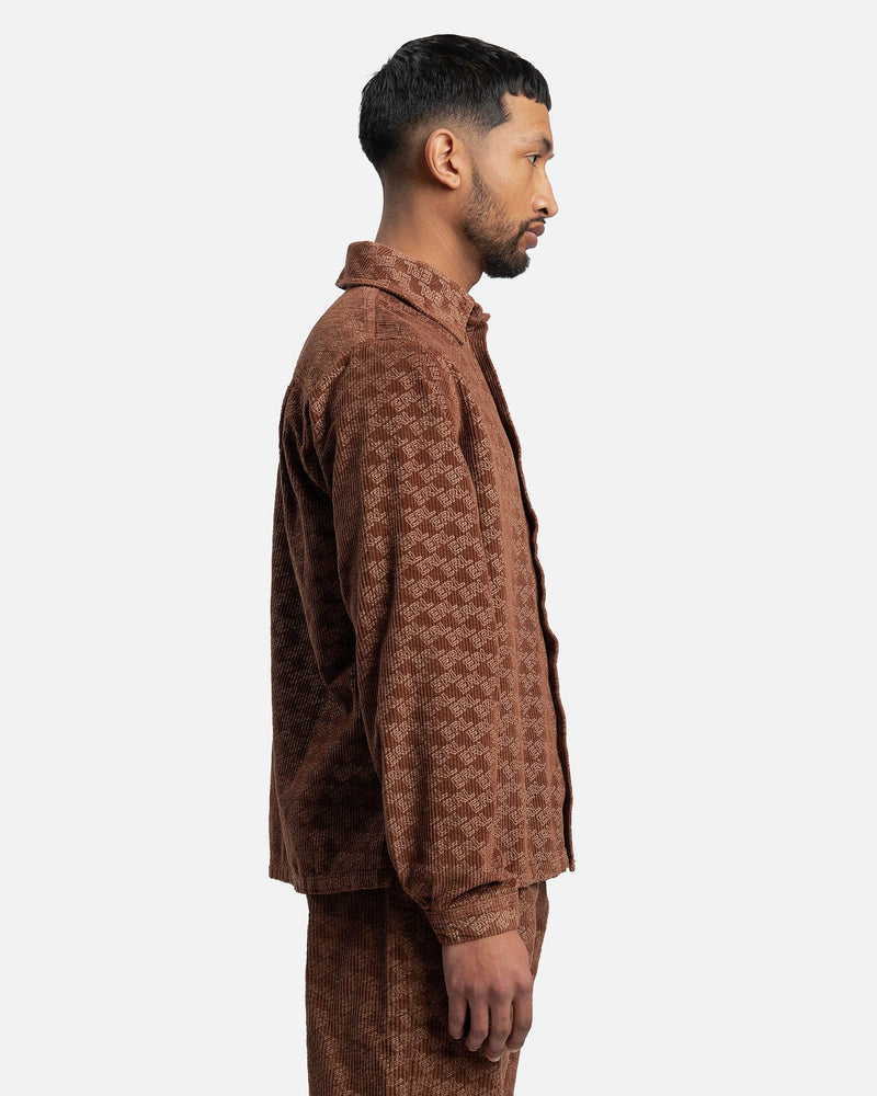 ERL Men's Shirts Corduroy Embossed Shirt in Brown