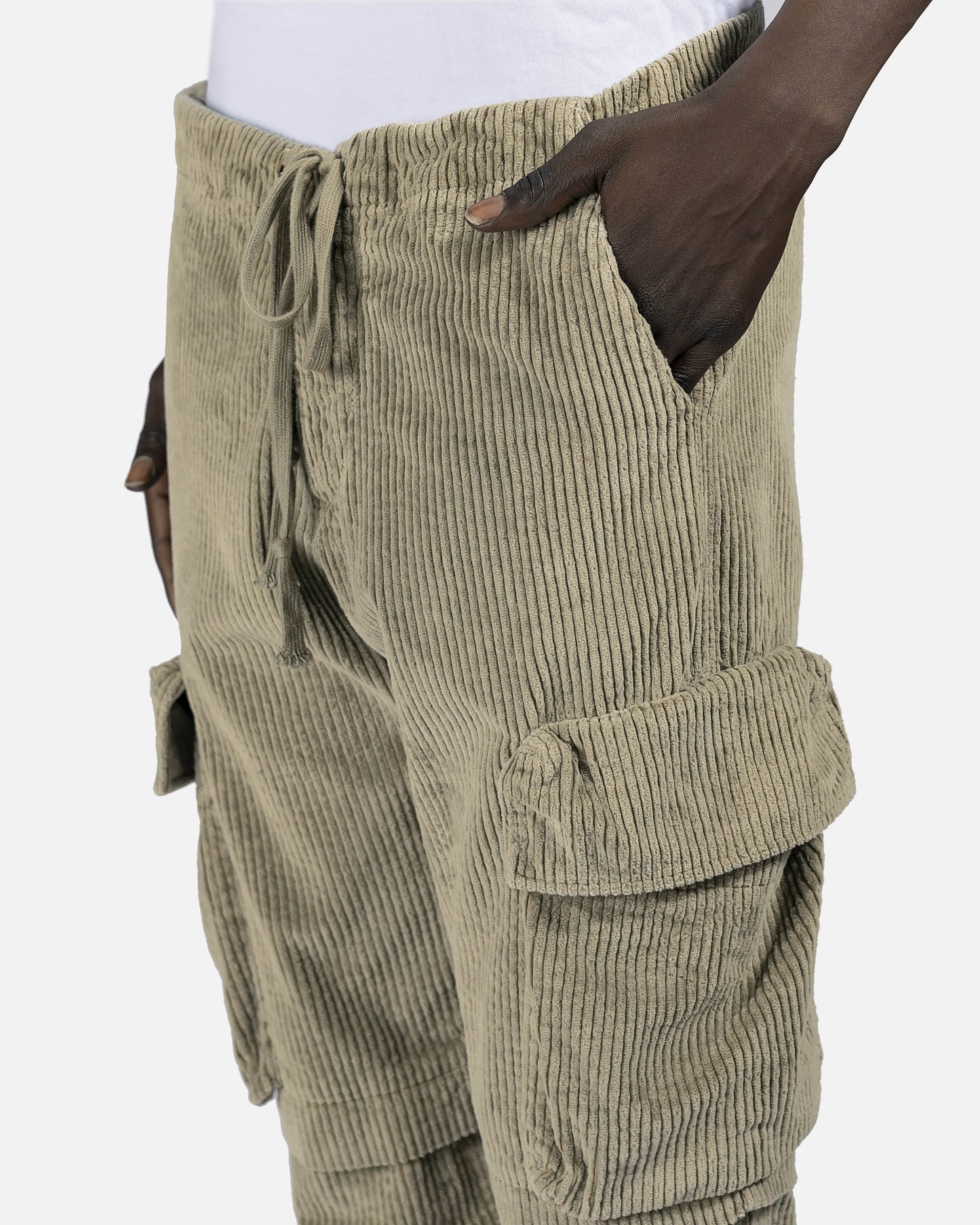 Greg Lauren Men's Pants Corduroy GL Cargo in Grey