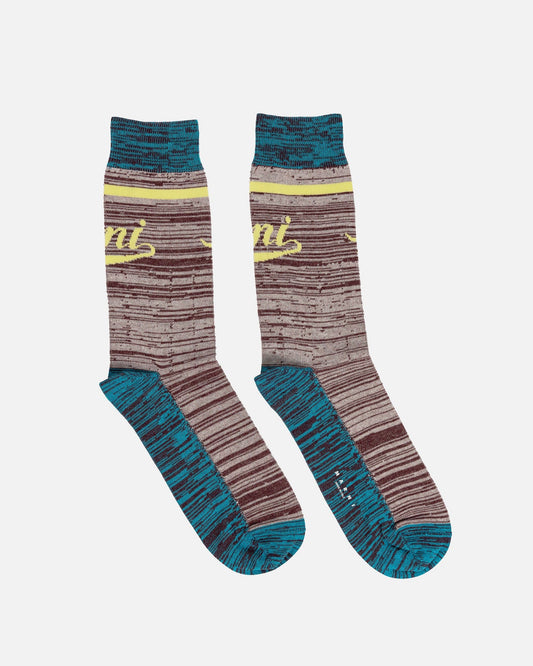 Marni Men's Socks Cotton Knit Socks in Bordeaux