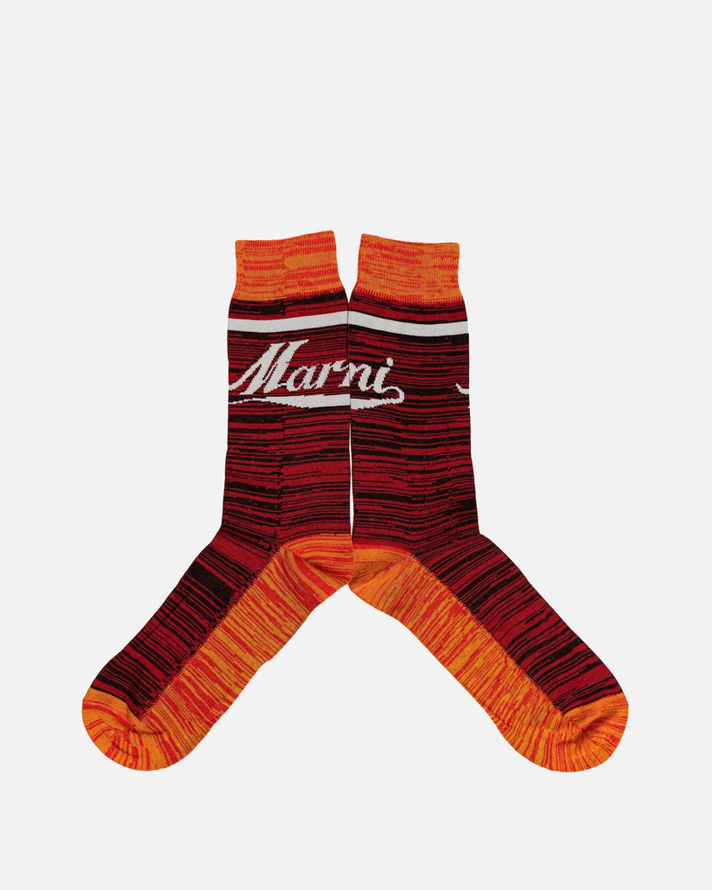 Marni Men's Socks Cotton Knit Socks in Lacquer