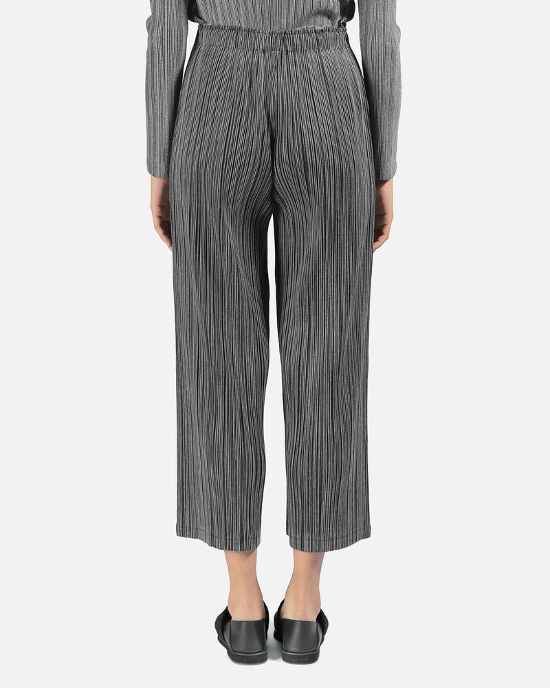 Pleats Please Issey Miyake Women Pants Cotton Pinstripe Trousers in Grey