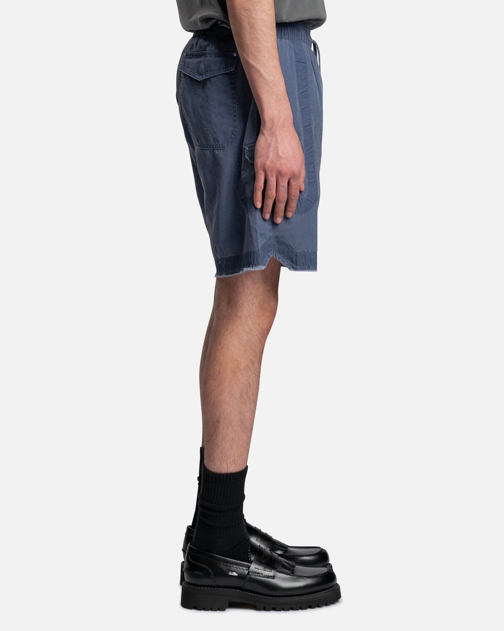 John Elliott Men's Shorts Cotton Poplin Frame II Shorts in Navy