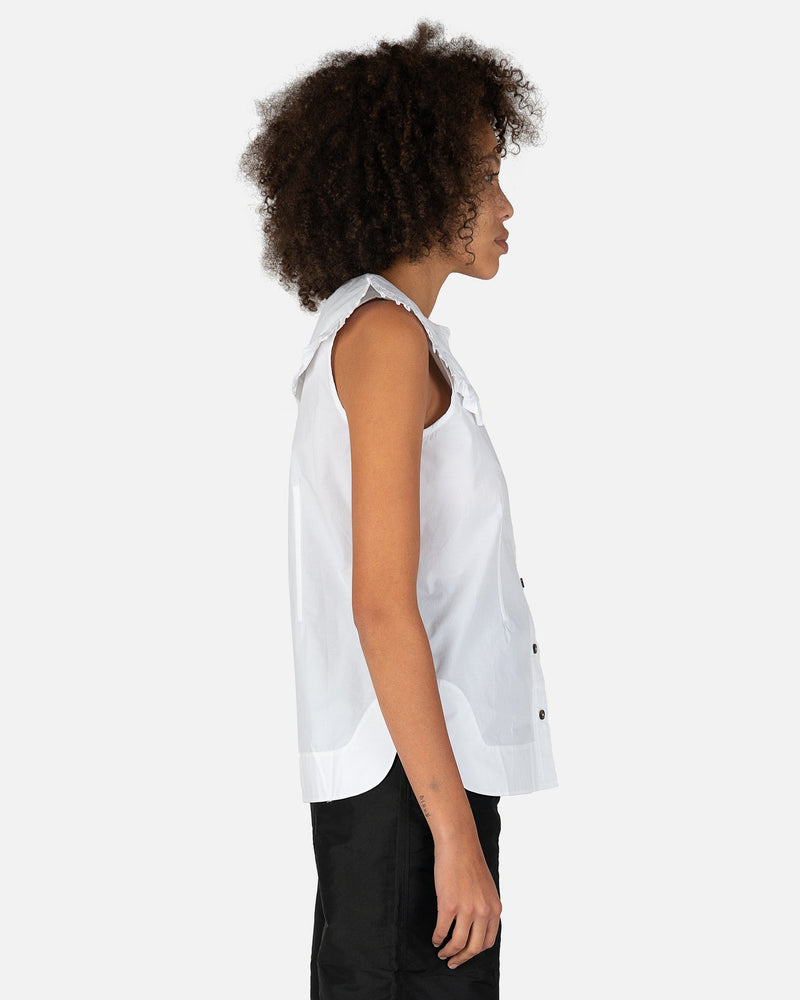 Ganni Women Tops Cotton Poplin Sleeveless Shirt in Bright White