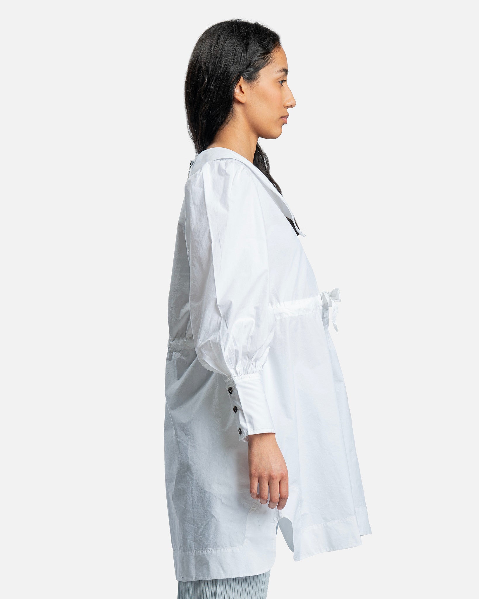 Cotton Poplin V-Neck Mini Dress in Bright White Cotton Poplin V-Neck Mini Dress in Bright White