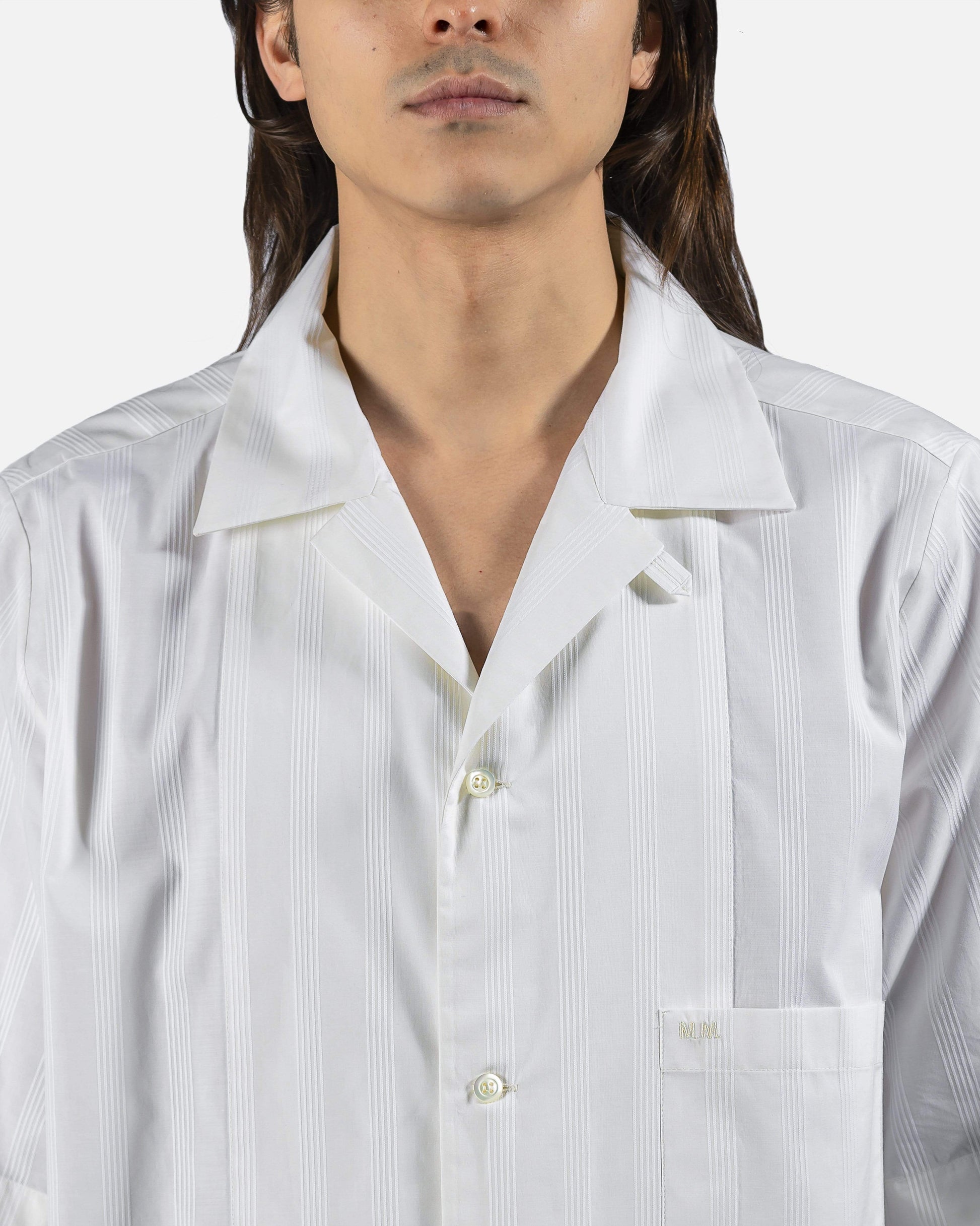 Maison Margiela Men's Shirts Cotton Striped Shirt in Off-White