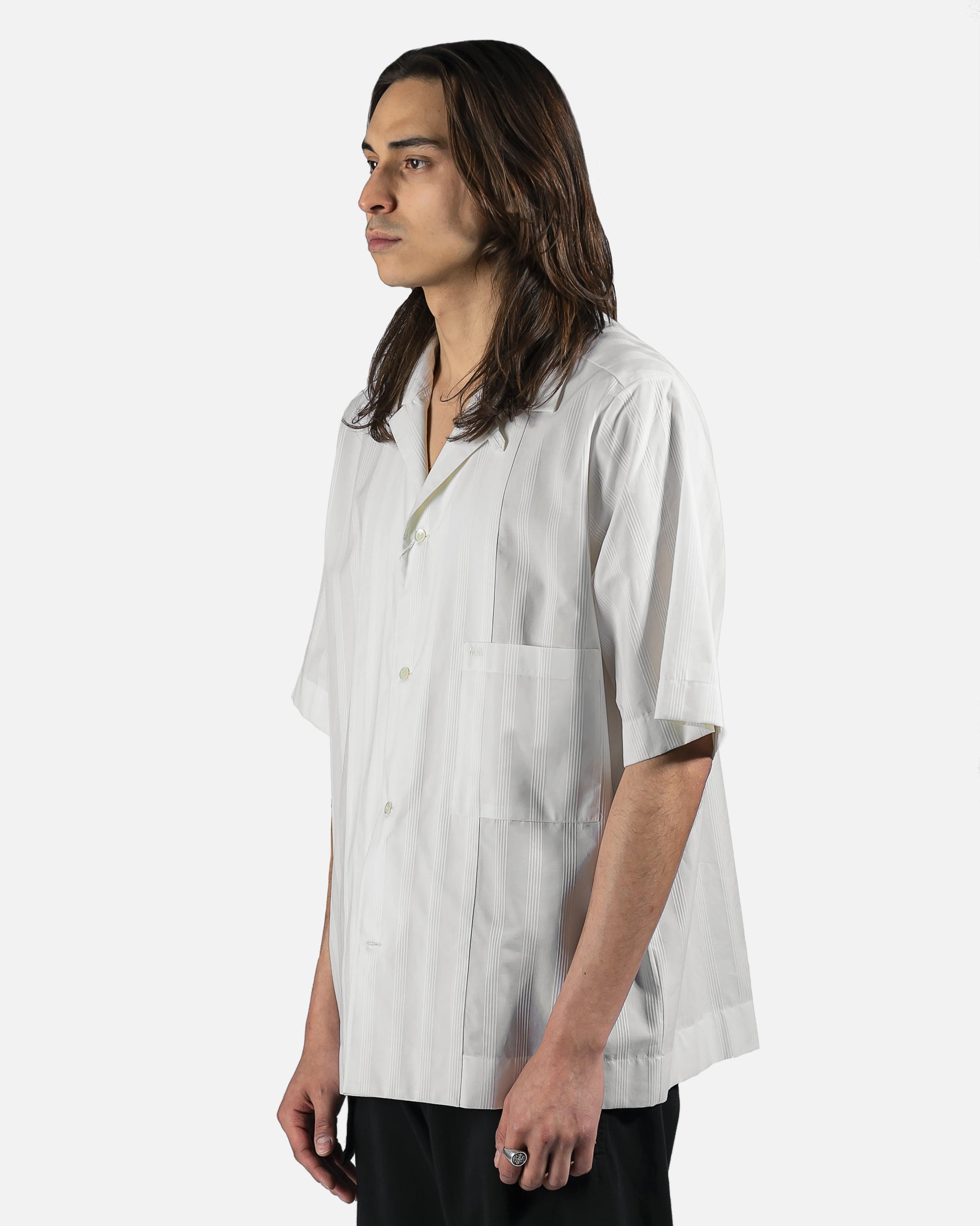 Maison Margiela Men's Shirts Cotton Striped Shirt in Off-White