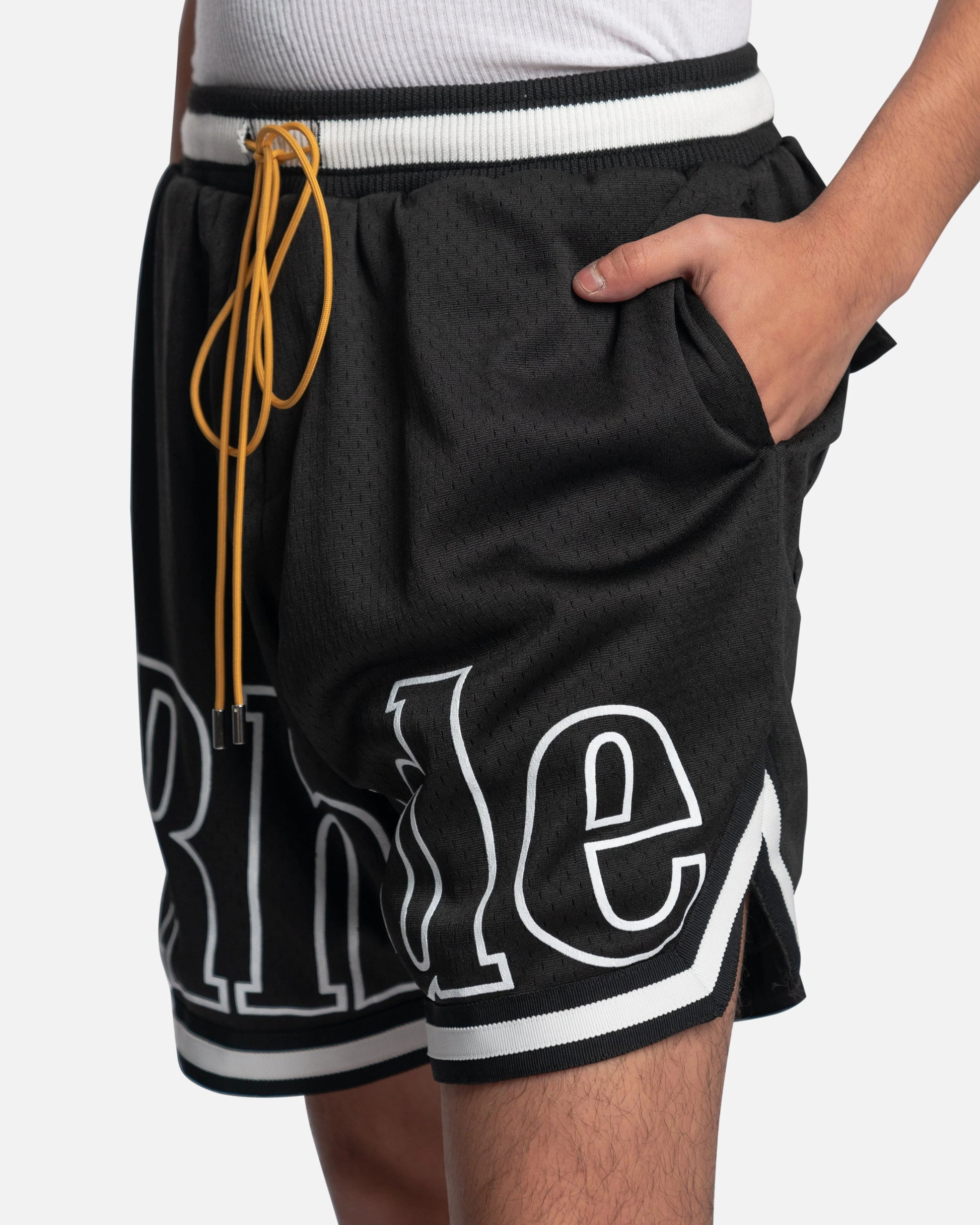 Rhude Men's Shorts Court Logo Short in Black