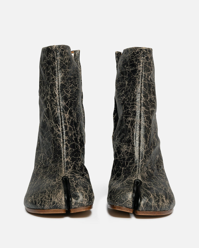 Maison Margiela Women Boots Cracked Leather Tabi Boot in Beige