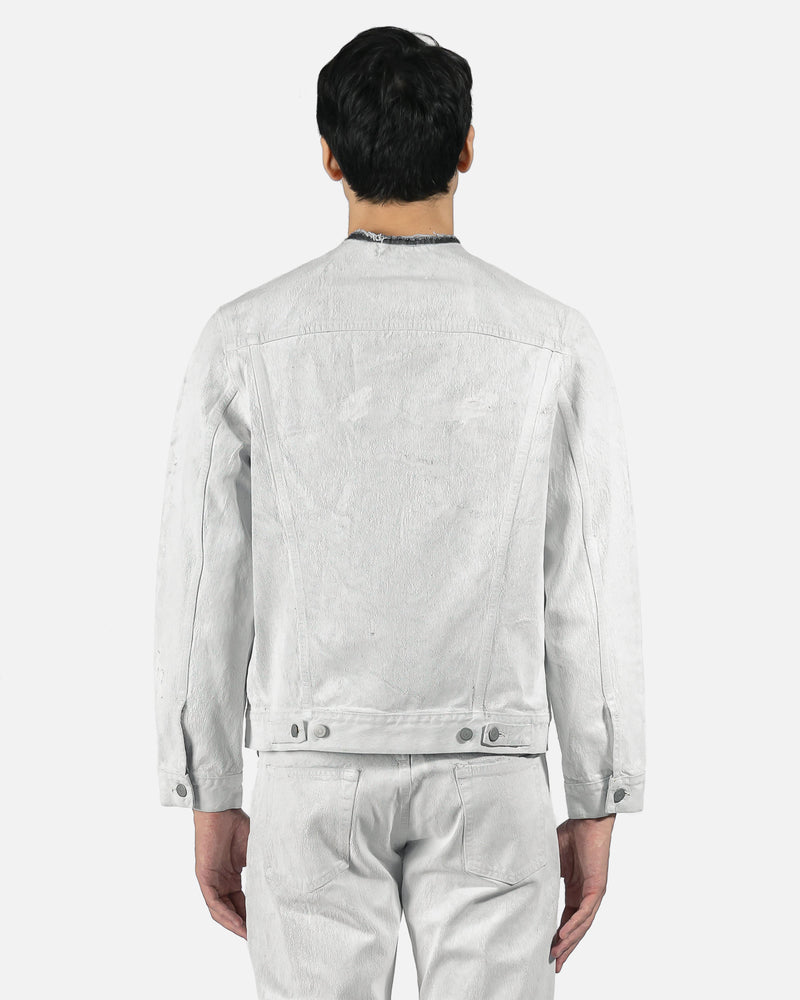 Maison Margiela Men's Jackets Cracked Paint Denim Jacket in White