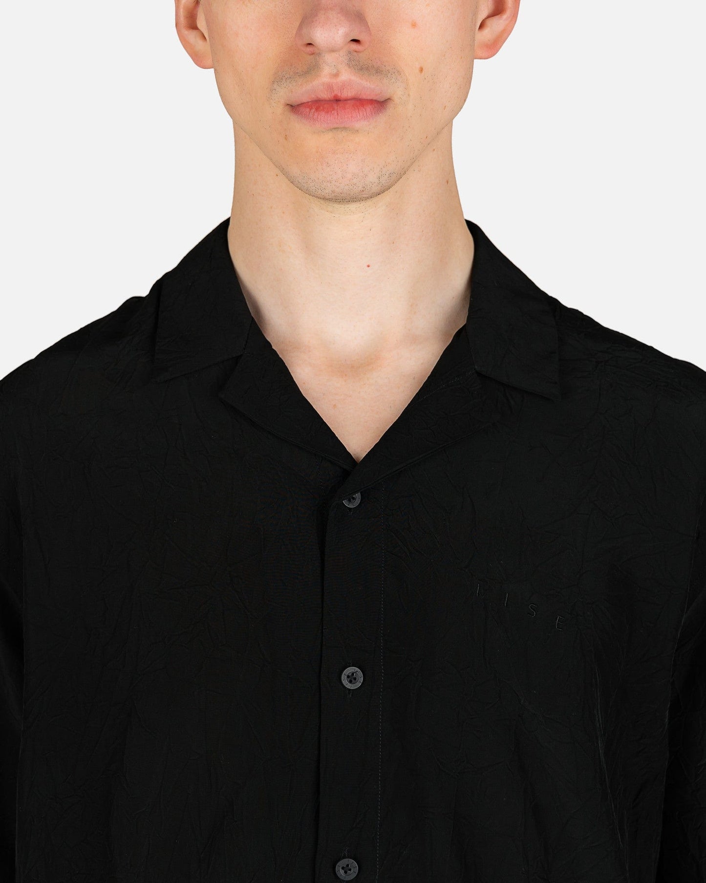 IISE Men's Shirts Creased Camp Shirt in Black
