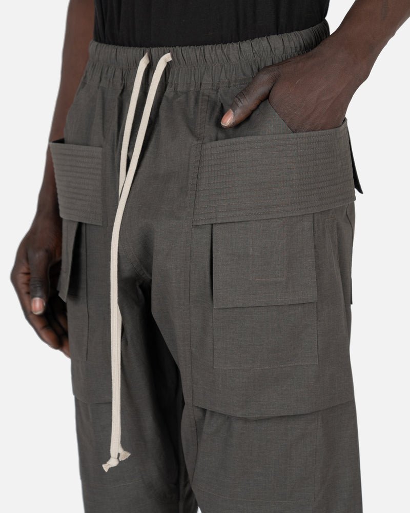 Rick Owens DRKSHDW Men's Pants Creatch Cargo Cropped Drawstring in Dark Dust
