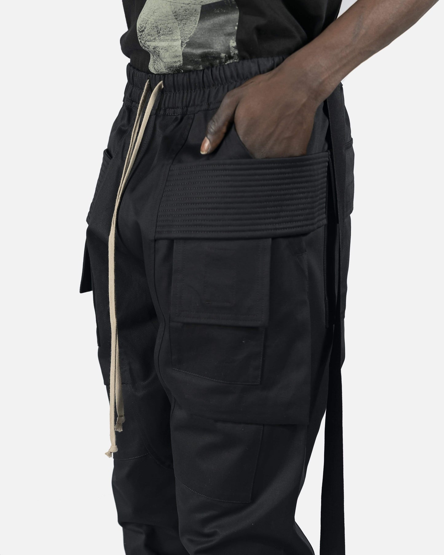 Rick Owens DRKSHDW Men's Pants Creatch Cargo Drawstring in Black