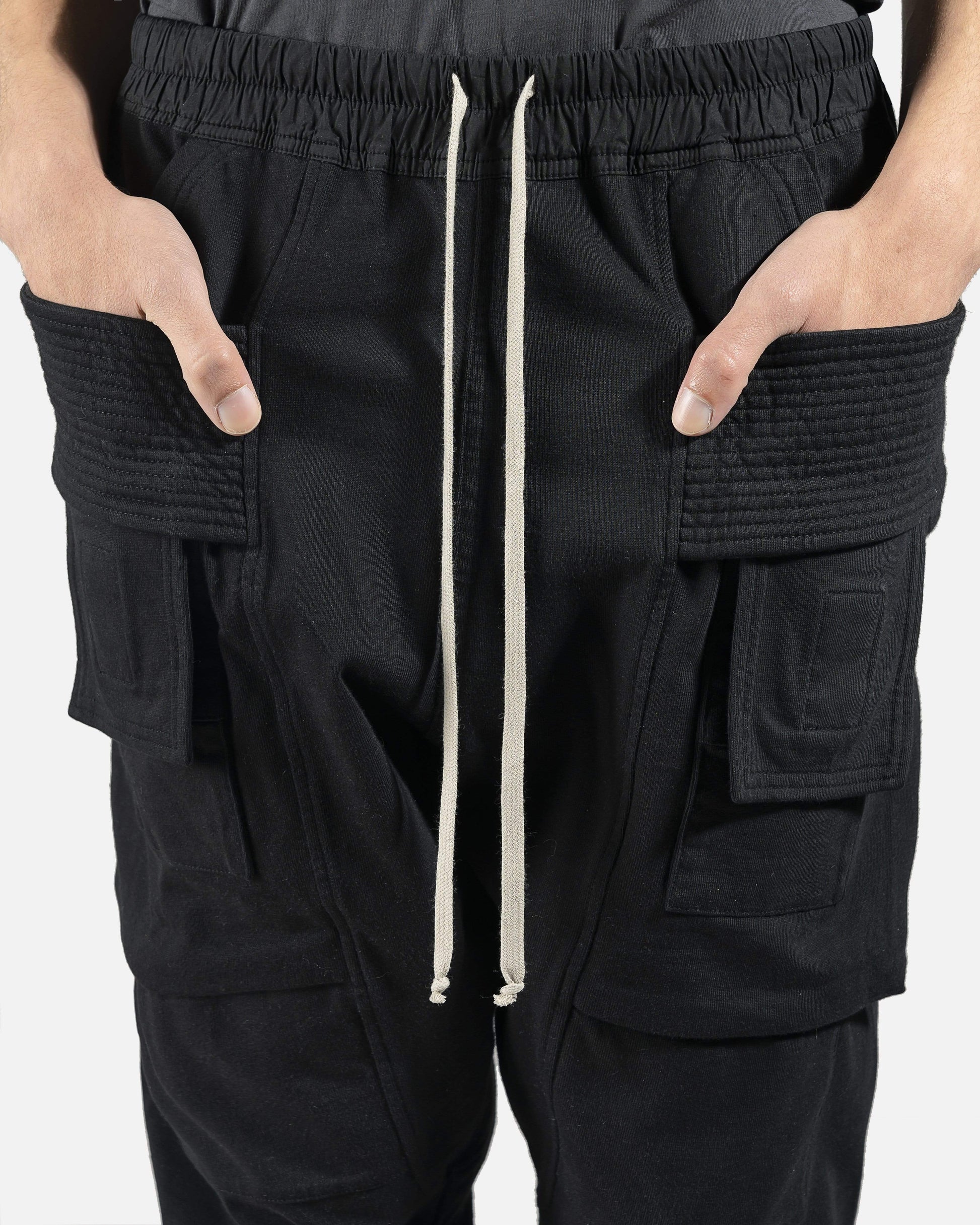 Rick Owens DRKSHDW Men's Pants Creatch Cargo Drawstring in Black