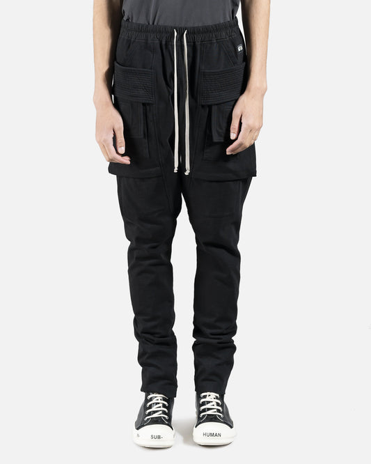 Rick Owens DRKSHDW Men's Pants Creatch Cargo Drawstring in Black
